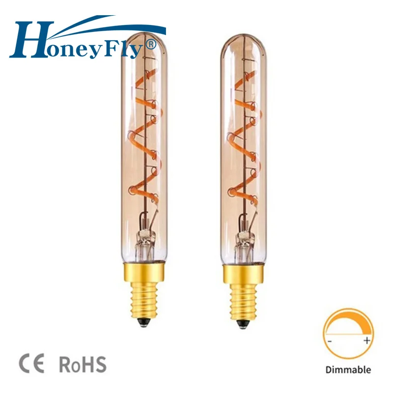 

Приглушаемая Светодиодная трубка T20 HoneyFly, 2 шт., переменный ток, E14, 220 В, E12, 110 В, 2 Вт, точечный светильник, 120 мм, длинная лампочка, трубка с флейтой, теплый белый