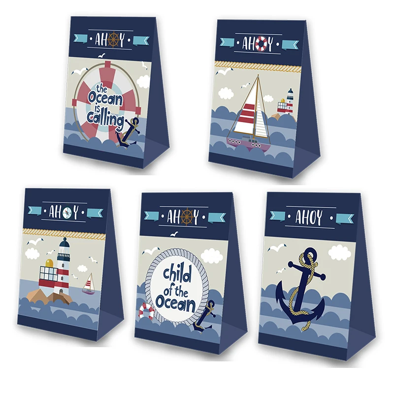 Sailboat Nautical theme Party Favor Popcorn Box Candy Box Gift Box holiday theme Birthday Party Supplies Decoration Party Suppli