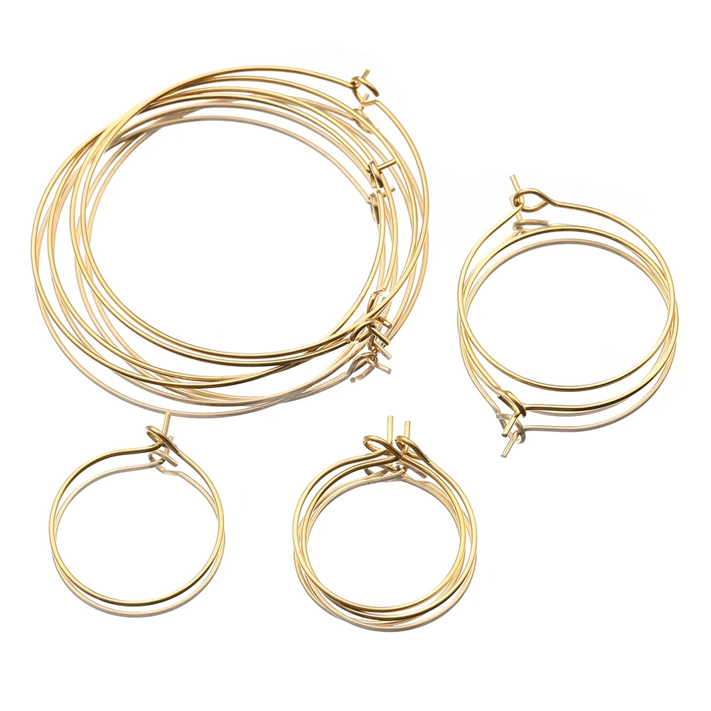 20Pcs Roestvrij Staal Vergulde Cirkel Oor Draad Hoepels Oorbellen Ring Loop Diy Handgemaakte Dangle Oorbellen Sieraden Maken Levert