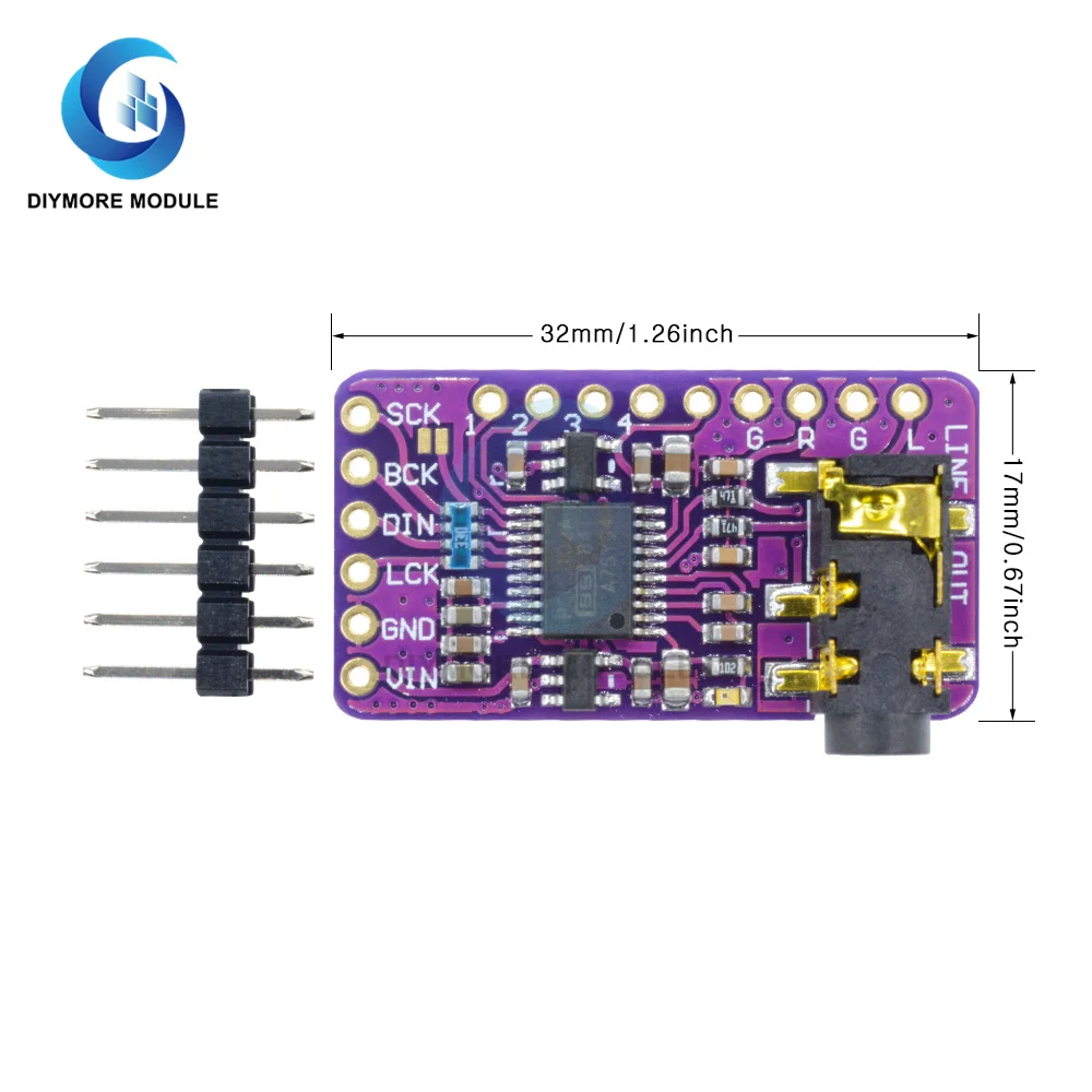 For Raspberry Pi pHAT Sound Card I2S interface PCM5102 DAC Module 24-bit Audio Board With Stereo Jack Beyond ES9023 PCM1794