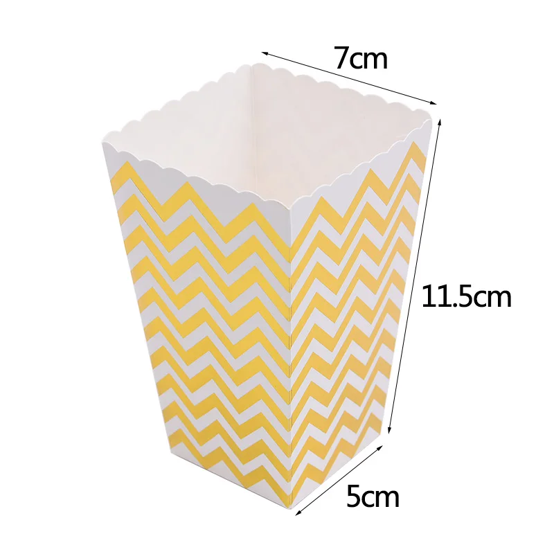 6/12pcs Rose Gold Silver Popcorn Box Candy Snacks Wave Stripe Dot Gift Box Wedding Birthday Party Decoration Tableware Supplies