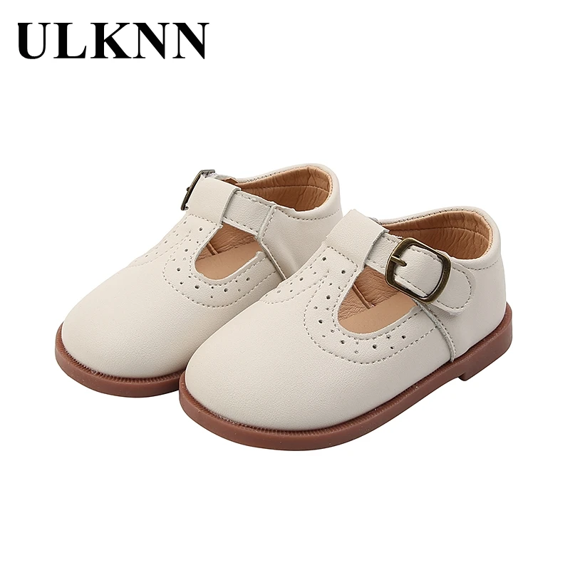 ULKNN Girls White Shoes New Baby Princess Soft-soled Leather Shoes Leisure Single Children 1 To 6 Years Old Flat Shoes