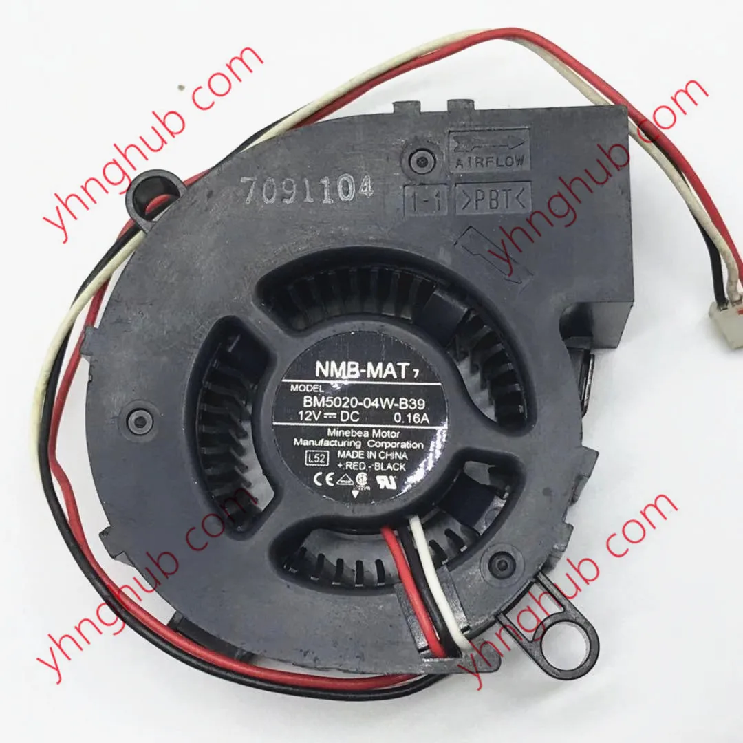 NMB-MAT BM5020-04W-B39 L52 DC 12V 0.16A 50x50x20mm 3-Wire Server Projector Cooling Fan