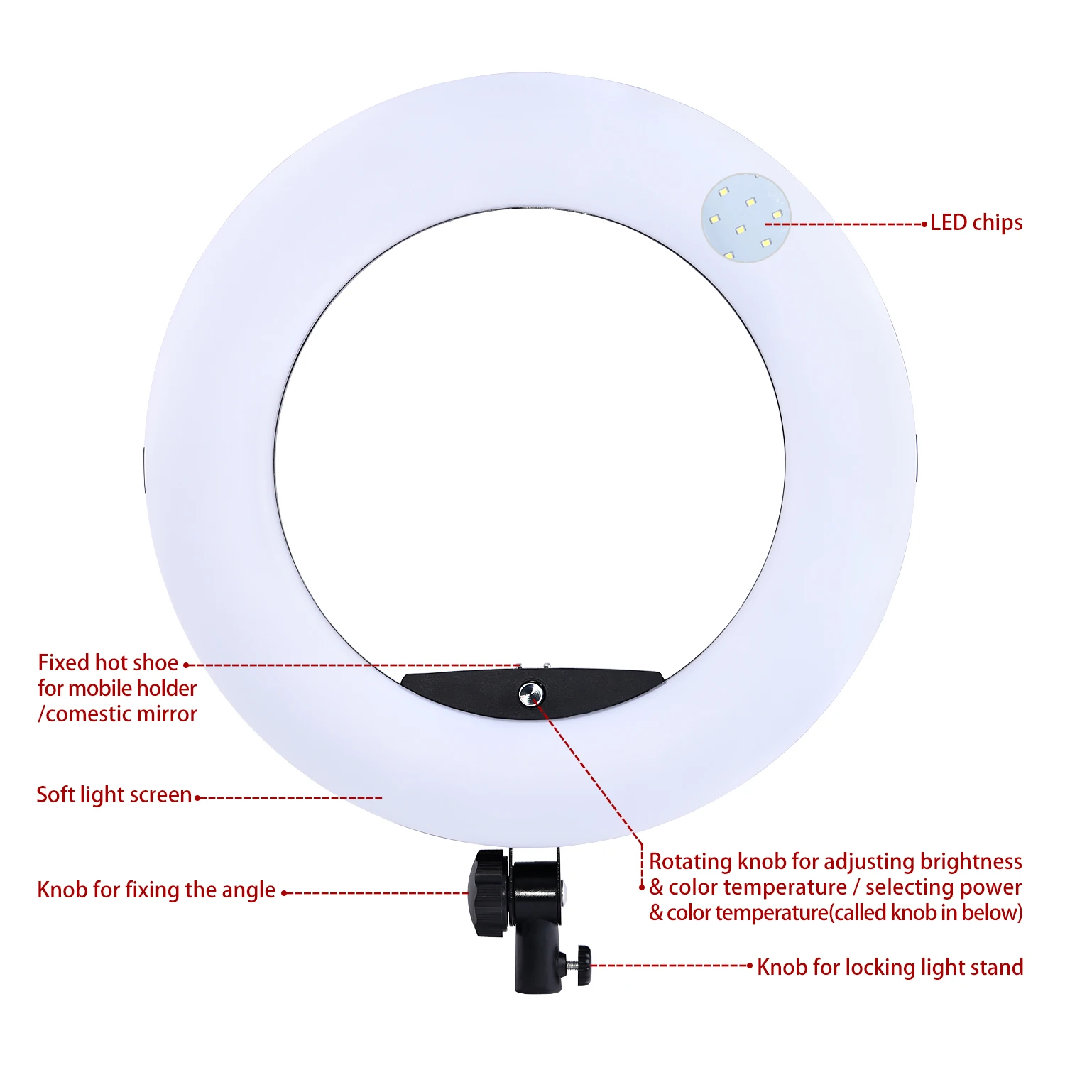 Imagem -02 - Fosoto Fd480 18 96w Fotografia Iluminação Led Anel Lâmpada de Luz com Tela Lcd Espelho Tripé para Câmera do Telefone Foto Vídeo Tiktok