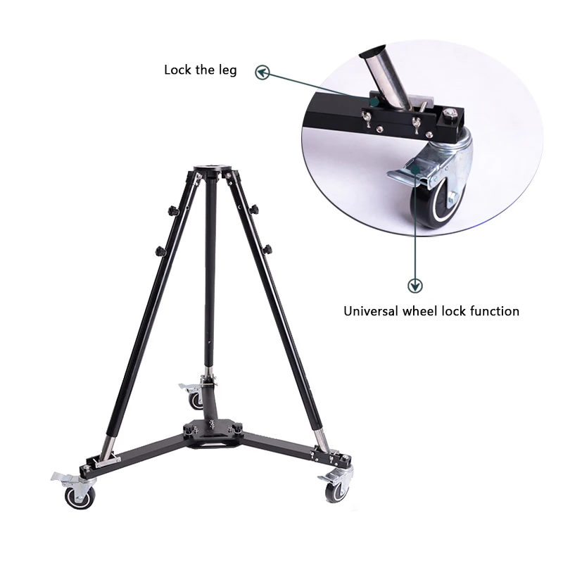 Professional Universal Folding 3 Wheels Dolly + Tripod For Crane Jib Camera Car Trackless Trolley