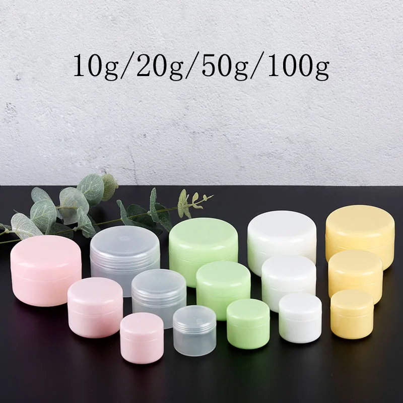 5pcs 10g/30g/50g/100g Plastic Travel Cosmetic Jars Makeup Container Bottle Vial Face Cream Sample Pot Nail Art Gel Mask Pack Box