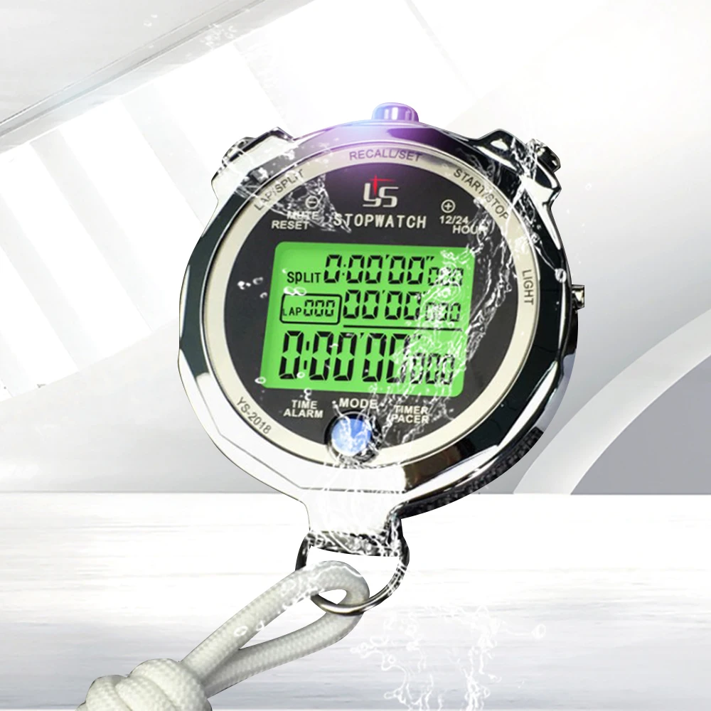 Waterproof Stopwatch Timer Luminous A Thousandth 0.001 Second 100 Channels Memory Stopwatch For Running Training Track Field