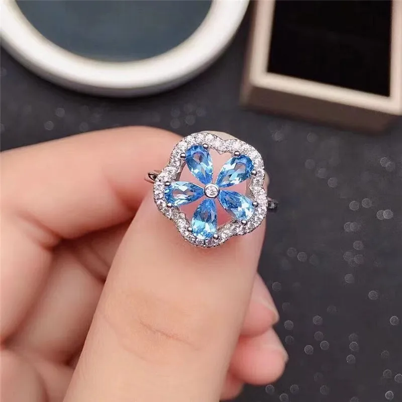 

New natural topaz ring, 925 silver women's ring, simple and generous, fashionable and versatile