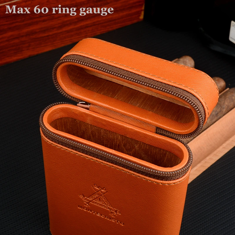 Mini Cedar Wood Lined Cigar Case, Orange Travel Cigar Case, Tobacco Tube, Leather Cigar Holder Box, Smoking Accessories