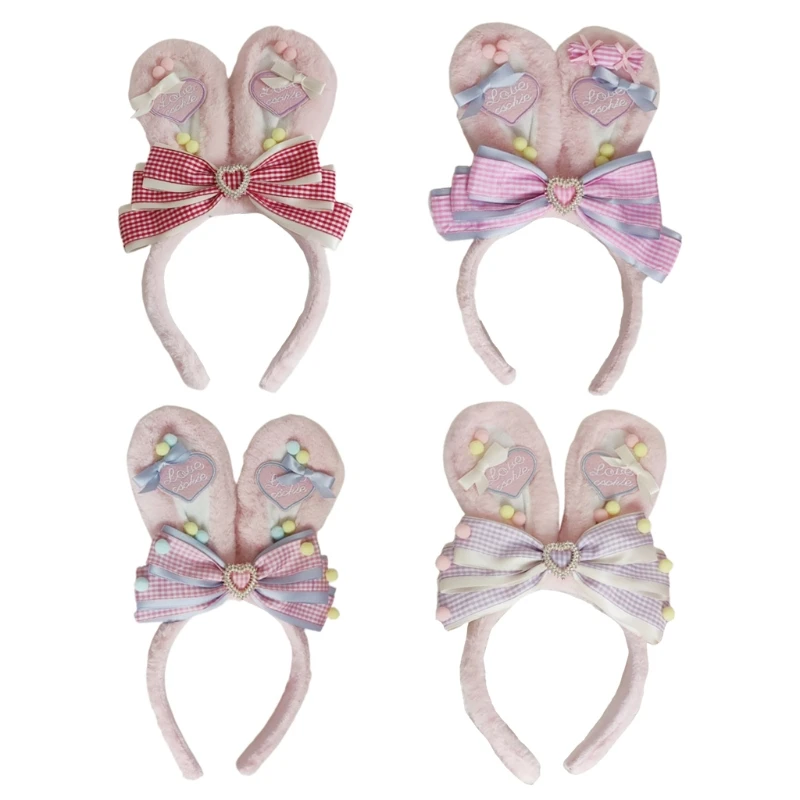 

Cute Animals Bunny Ears Durable Hair Hoop Women Headband Makeup Head Band for Washing Face Bowknot Hair Accessories