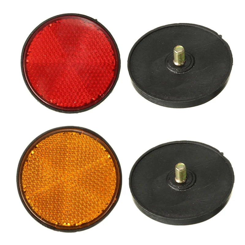 2Pcs Round Red Reflector Universal for Motorcycle ATV 5.6x0.8cm & 2 x 2Inch Round Orange Reflectors Universal