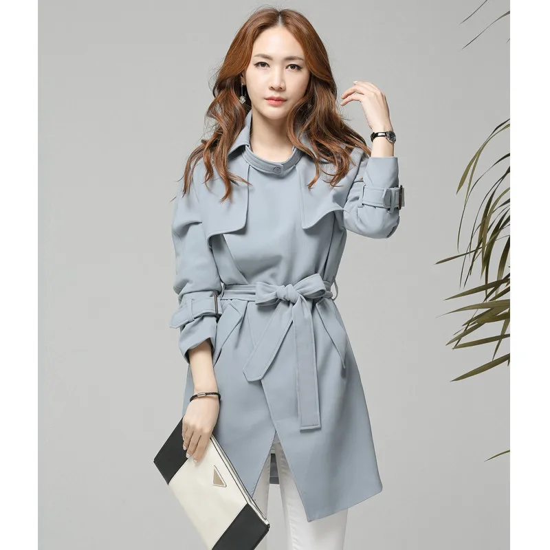 Windbreaker Coat Spring Women's Autumn Fashion Korea Trench Female Coats With Belt Trench Coat Para As Mulheres WXF111