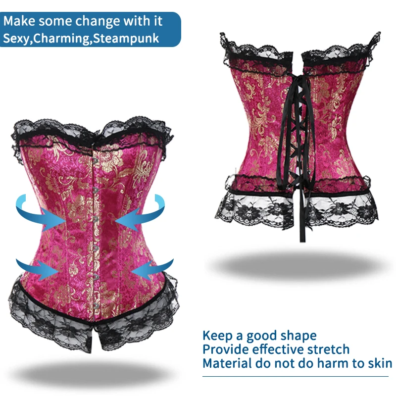 Womens Sexy Corsets Gothic Bustier Vintage Plus Size Halloween Corselet Boned Retro Tops Burlesque Woman Tummy Slimming Sheath