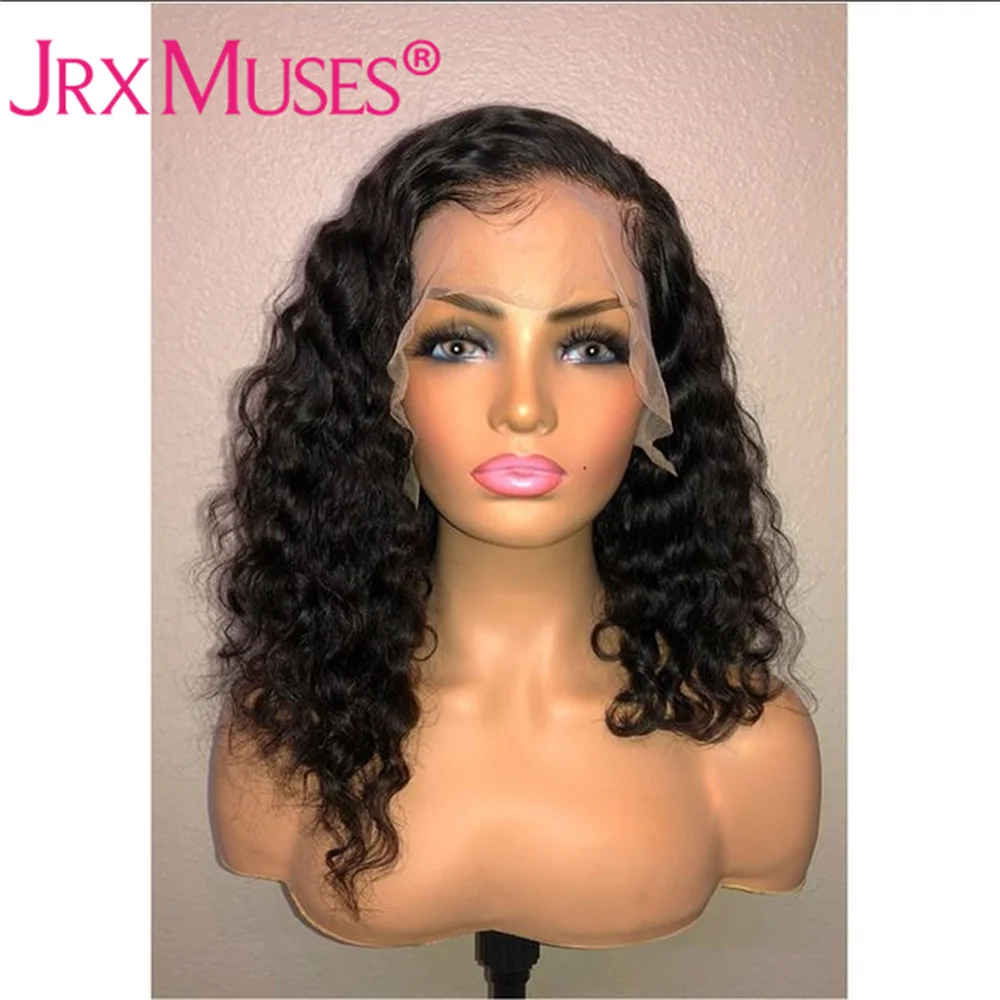 

Water Wave Short Bob Wigs Human Hair Side 13x4 Lace Wigs Malaysian Remy Curly Pre Plucked Human Hair Wigs For Women