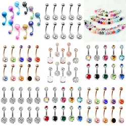 10Pcs/set Medical Steel Rhinestone Sexy Belly Navel Piercing Ombligo Belly Piercing Women Belly Button Rings