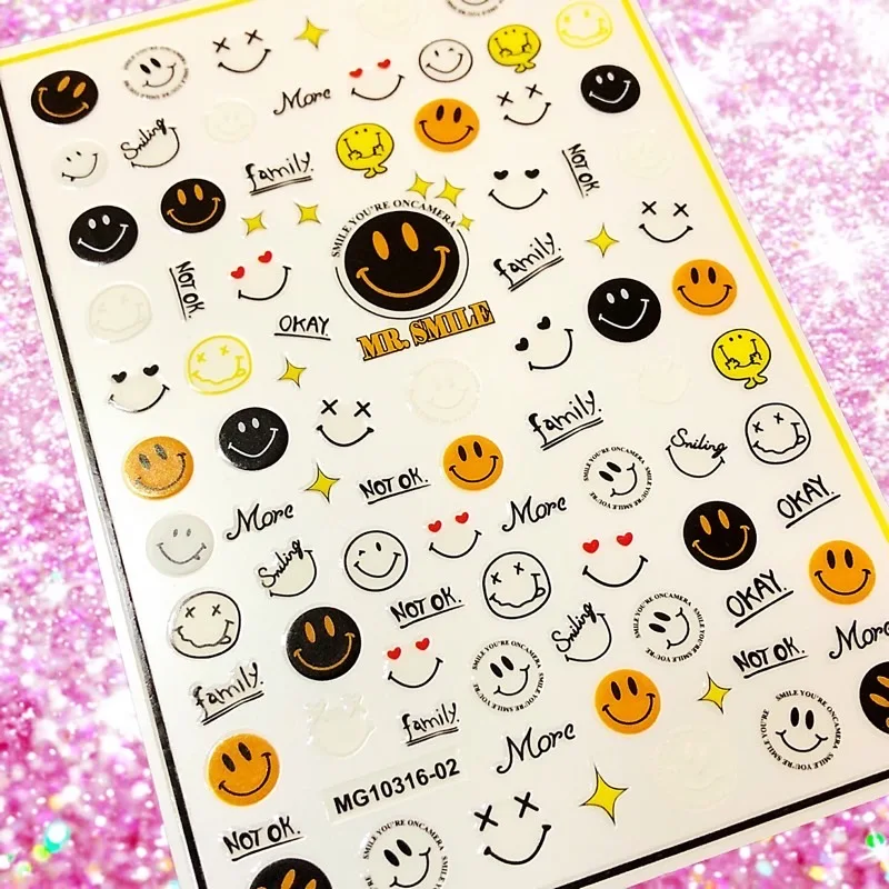 Cartoon Smiling face 3D Back glue Nail decal Nail sticker Nail decoration Nail art Nail ornament HL120