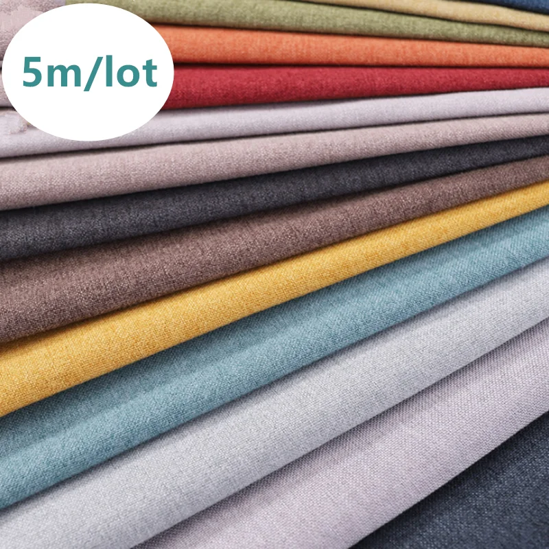 

Wholesale Linen Sofa Fabric Textile Material Solid Fabric for Furniture DIY Sewing Plain Upholstery Cloth 5m/lot