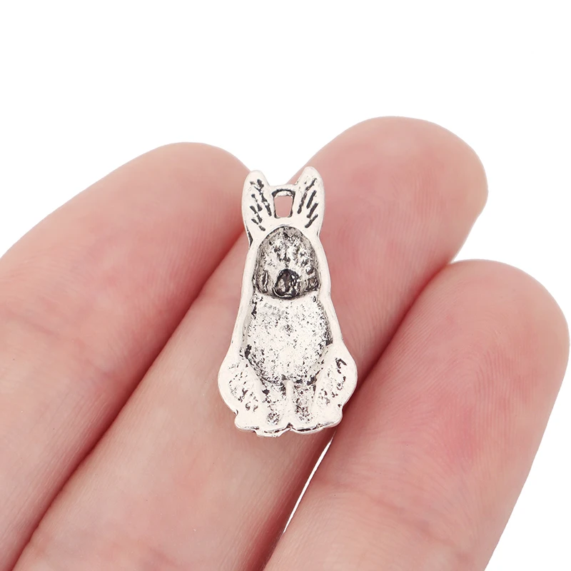 ZXZ 20pcs Tibetan Silver Tone Rabbit Charms Pendants Beads for Jewelry Making Findings 25x12mm