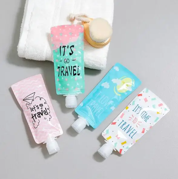 

100ML folding lotion divided into bags portable shower gel shampoo bottle cleanser liquid storage bag