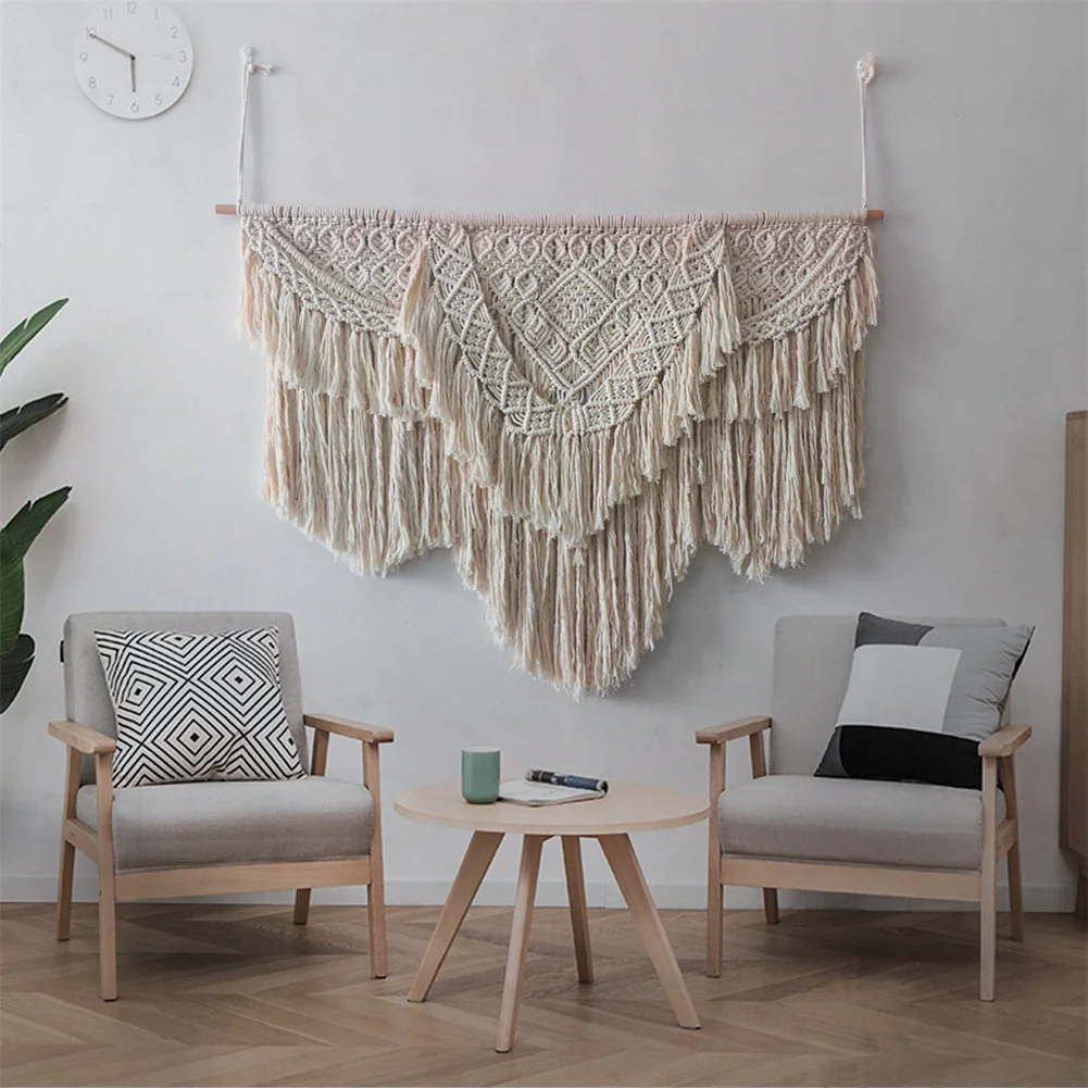 Large Macrame Wedding Tapestry Nordic Creativity Wall Hanging Boho DeCor Hand-made Cotten Tapestry Art  Wall Hanging Decoration