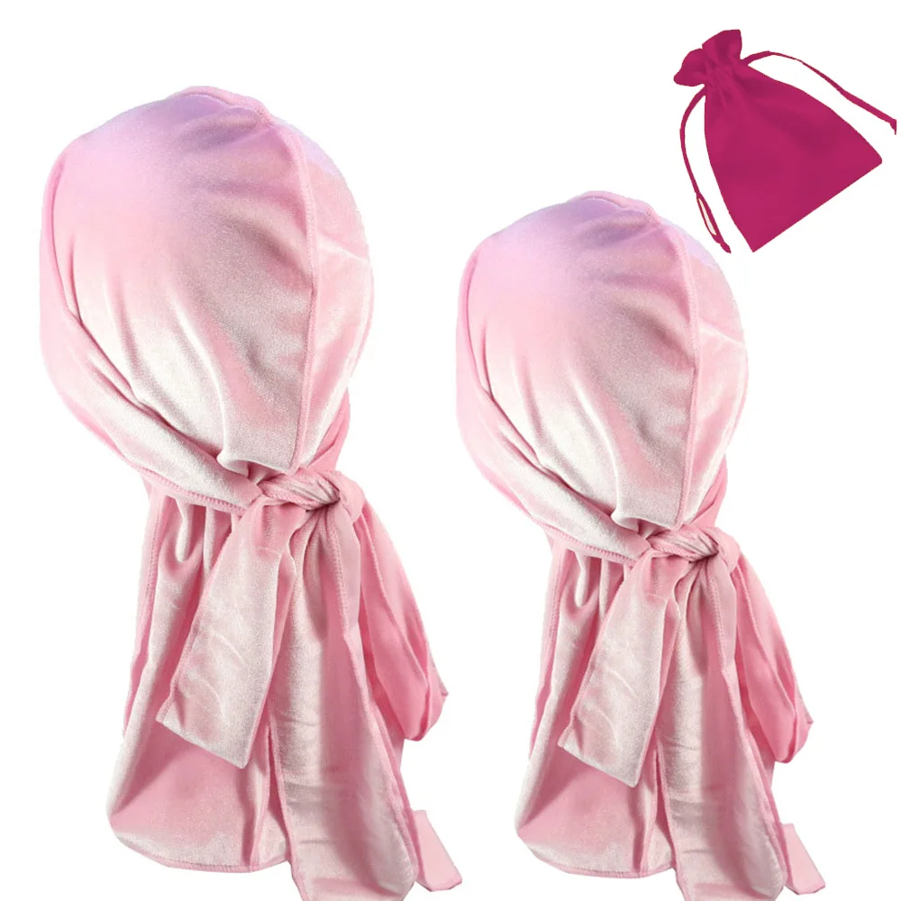 

high pink quality fashion velvet mommy and me durags set packing in bag color 2pcs a set