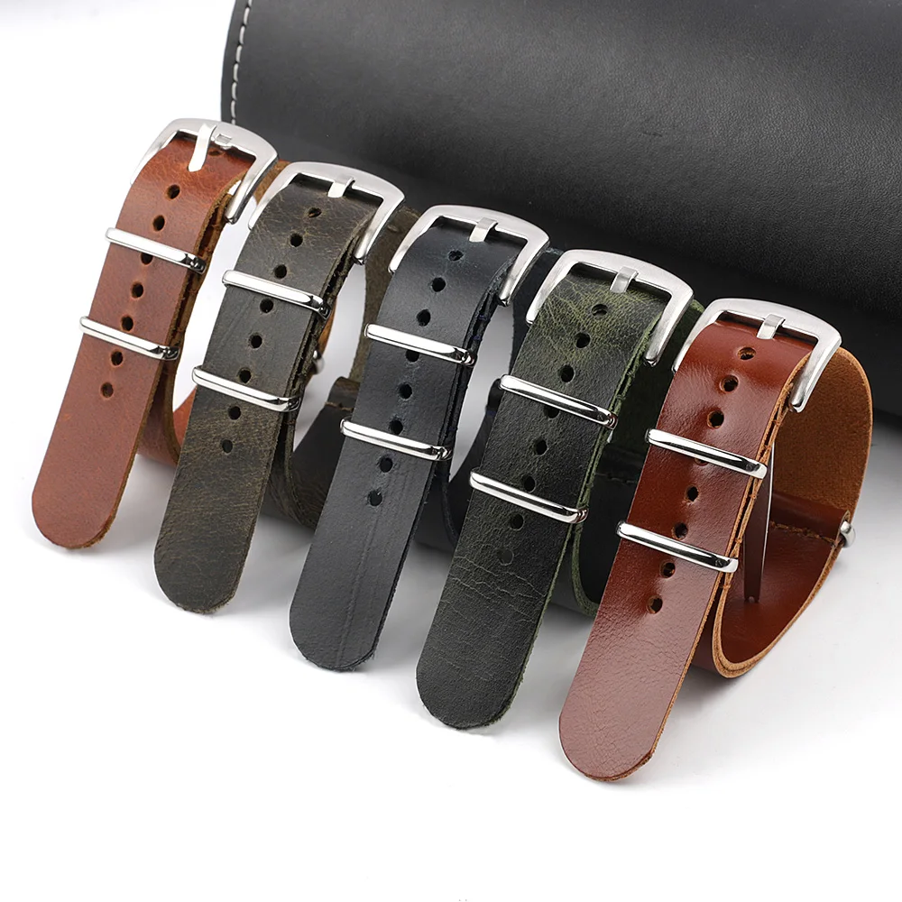 Genuine Leather Watch Strap 18mm 20mm 22mm 24mm Watch Band Burst Crack Men Wristband Bracelet Replacement Watch Accessories