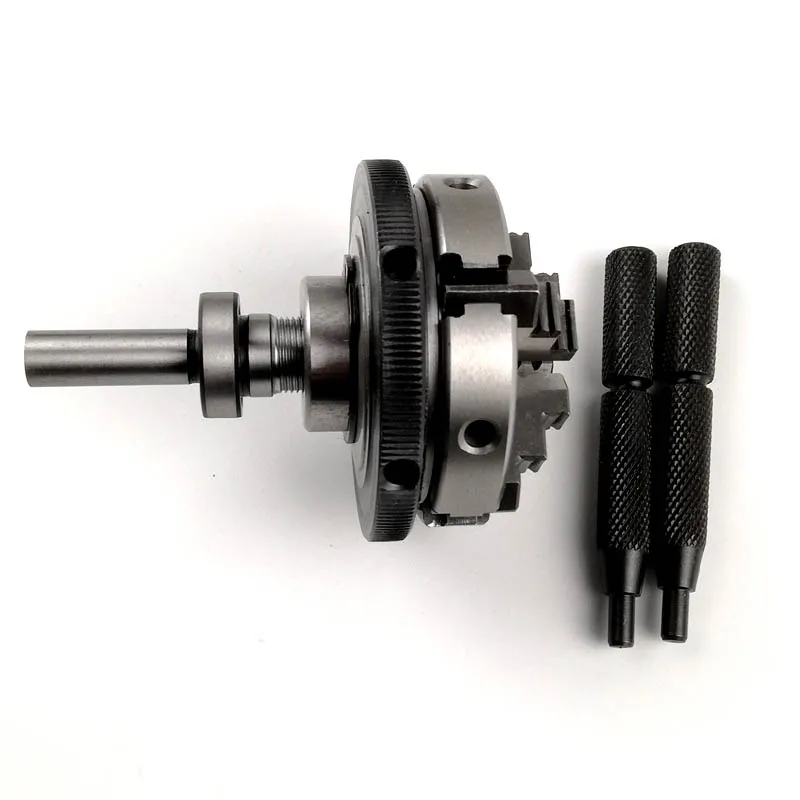 63mm Mini 4 Jaw Reversible Self-Centering M14 Thread Mount Lathe Chuck With Lock Rods K02-63+Chuck connecting rod DIY woodworkin