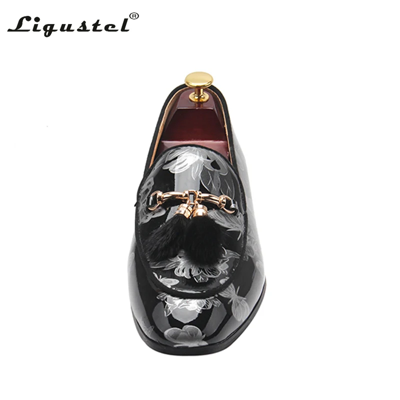 Ligustel Loafers for Men Luxury Wedding Party Men Shoes Leather Slip On Black Formal Dress Designer Red Bottom Shoe Plus Size 13