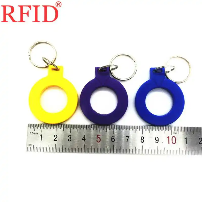 S50 IC 13.56MHz Read Only Key Ring RFID Keyfob Yellow Blue Purple Token Tag Keychain Access Control Accessories Fast Shipping 1
