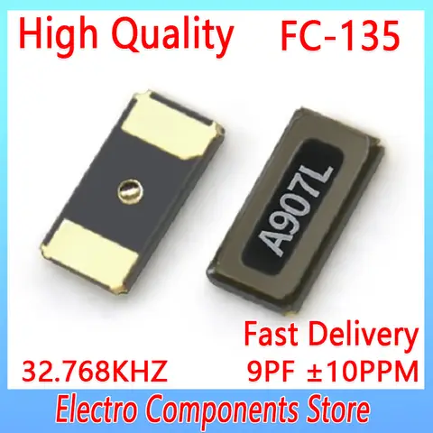 FC-135 2Pin 3215 32.768KHZ 9PF ±10PPM Passive Patch Crystal Oscillator 32.768K 3.2*1.5mm SMD Quartz Crystal Resonator 32768