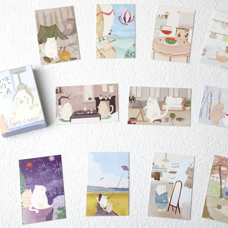 28 Sheets/Set Creative Watercolor Journey Series Lomo Card - Vintage Postcard Style Blank Greeting Cards