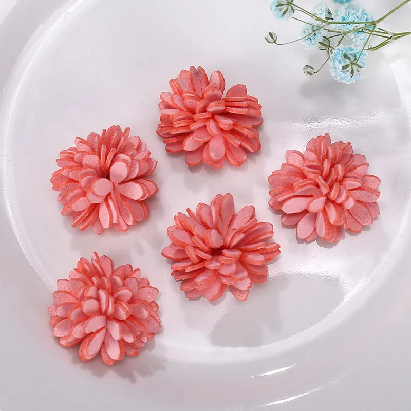 10Pcs Colorful Leather Fiber Flower Crafts Supplies DIY Jewelry Clothes Hat Brooch Pins Decoration Accessories Patches Appliques