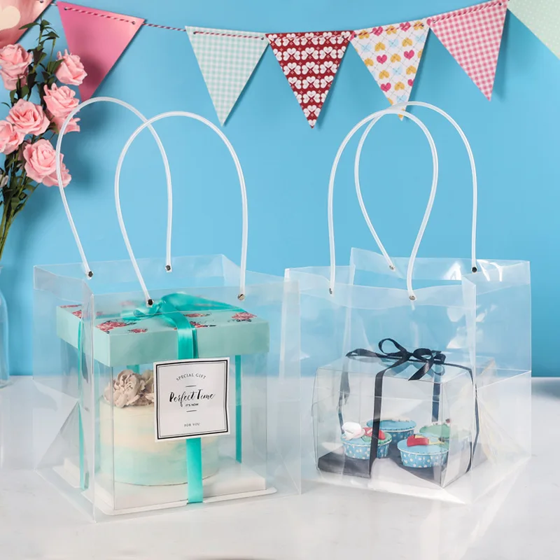 10Pcs PVC Clear Gift bags Transparent Square Guests Return Gift Box For Baby Shower Wedding Birthday Party Favors Candy Case Dec