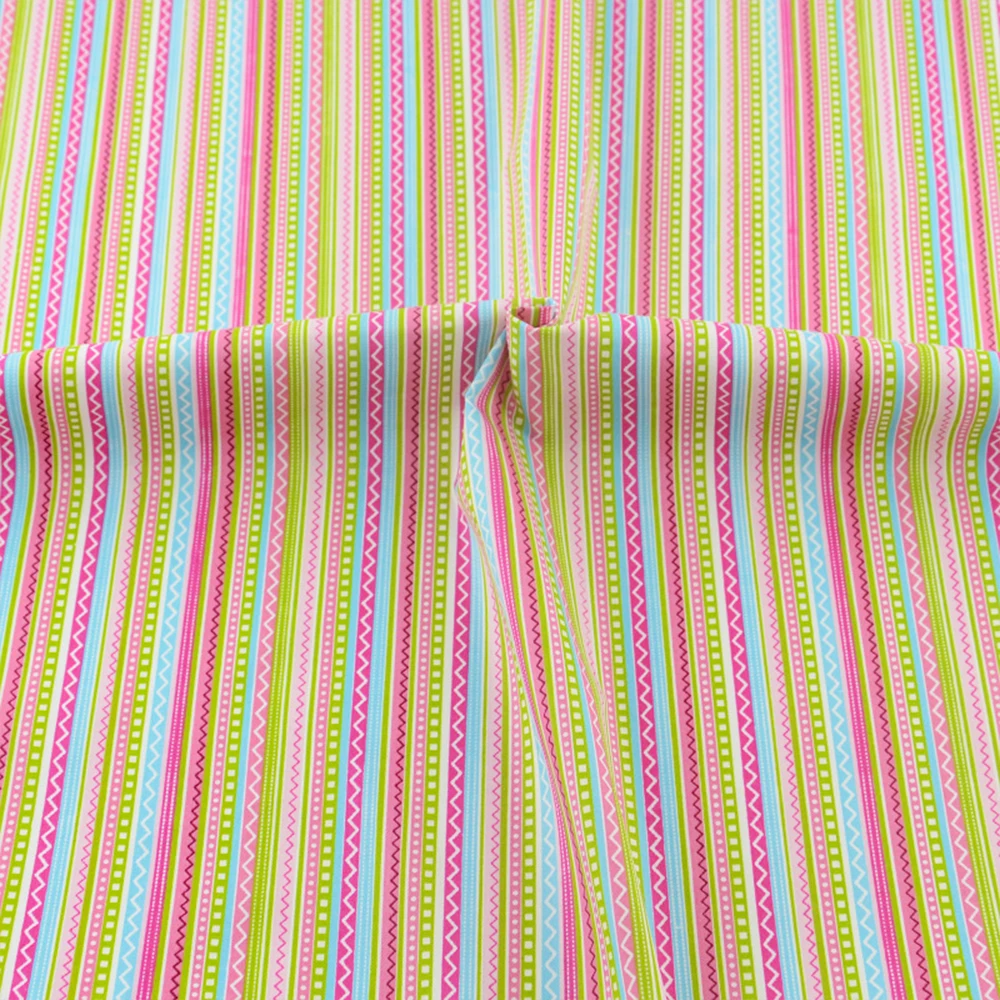 Booksew 100% Cotton Fabric Colorful Stripe Quilting Patchwork Bedding Sewing Home Textile Doll Scrapbooking Decorations Meter