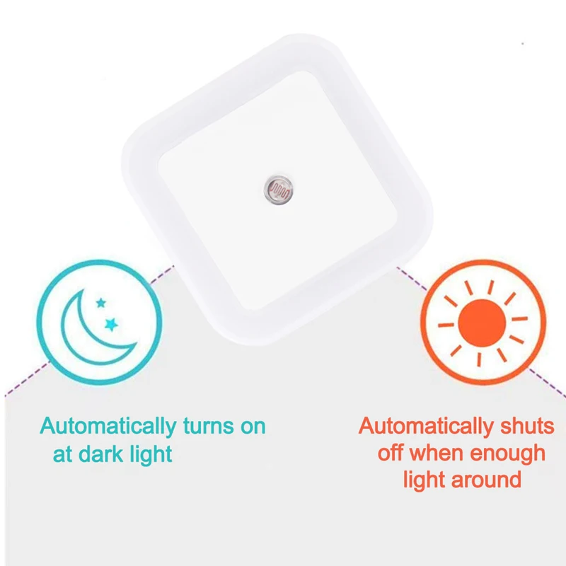 EU US Plug-in LED Night Light With Lighting Sensor Control Energy Saving Kids Bedside Light Toilet Wall Lamp For Bedroom Home