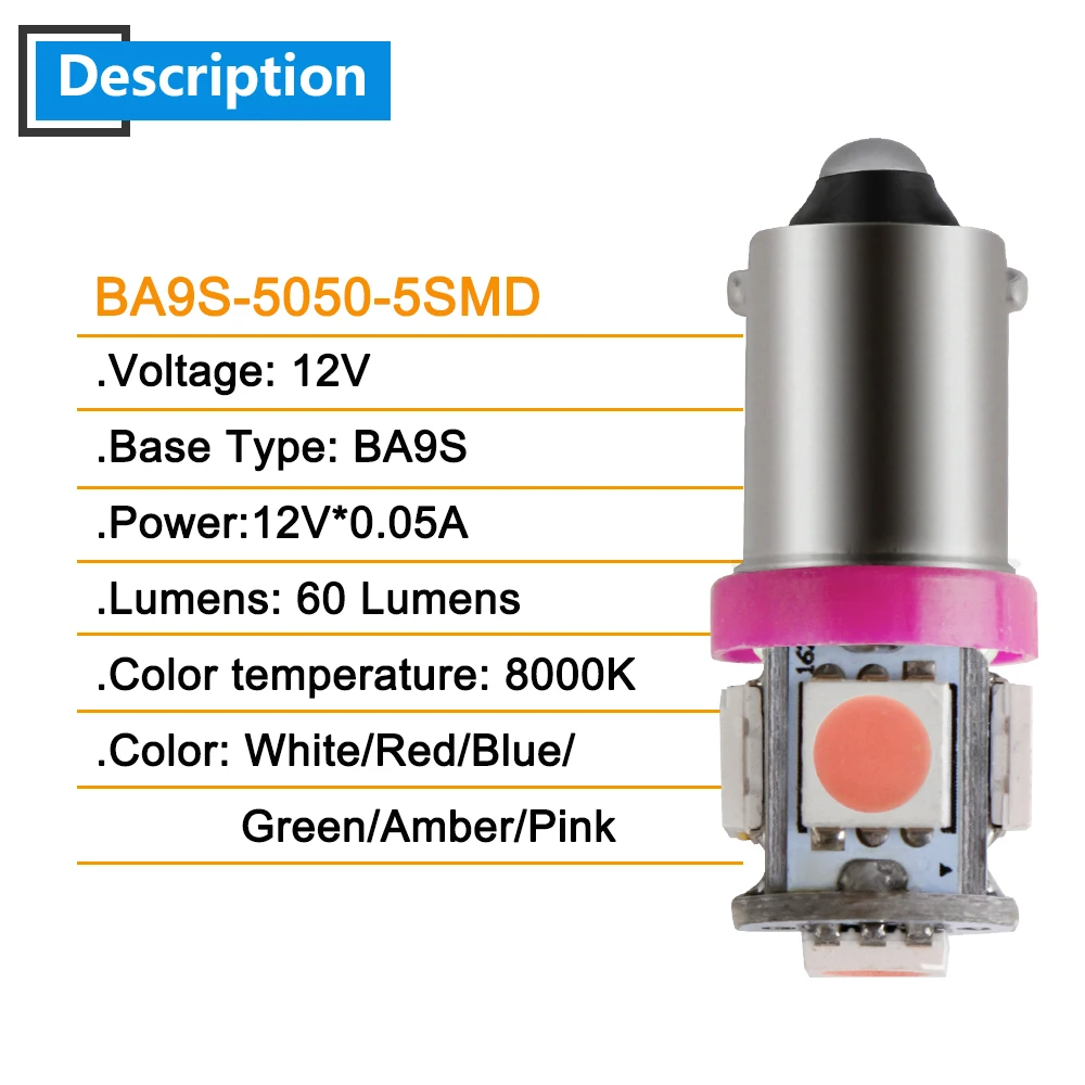 10 шт. DC 12 В 24 В T11 T4W BA9S W6W 5050 5 SMD светодиодная лампа для автомобиля, грузовика, чтения карт, индикатор приборной панели, внешний парковочный габаритный сигнальный светильник