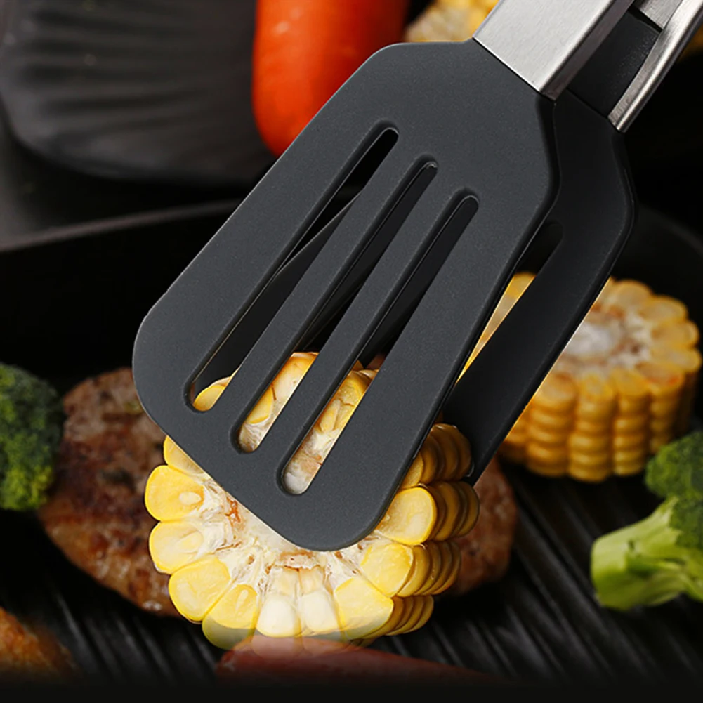 Stainless Steel Silicone Kitchen Tongs BBQ Clip Salad Bread Cooking Tool Food Serving Tongs Restaurant Food Folder Kitchen Tools