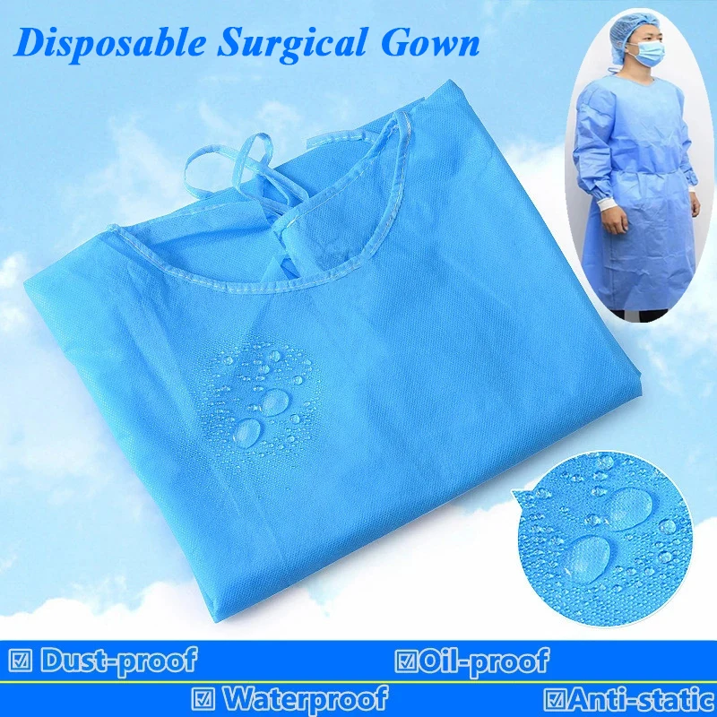 10/100Pcs Disposable Surgical Gown Sterile Isolation Gown Thickened Sterile Gown Waterproof Non-Woven Isolation Gown