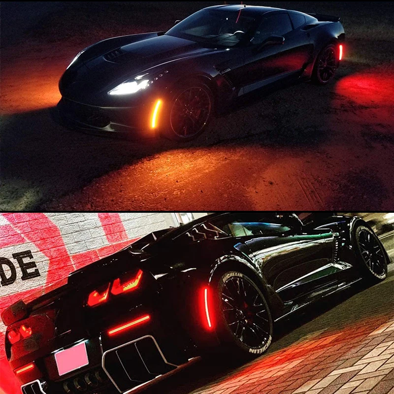 اكسسوارات السيارات المصد الخلفي الأمامي LED الجانب ماركر ضوء لشروليه كورفيت C72014 2015 2016 2017 2018 2019 الحاجز مصباح #6