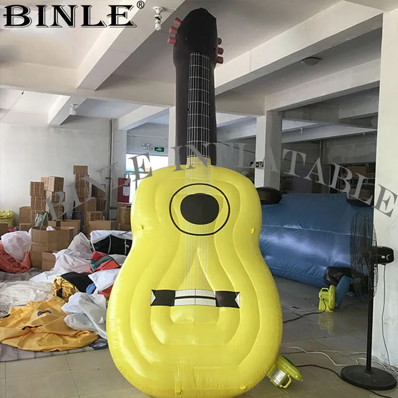 Customized yellow inflatable guita for music festival decoration,advertising inflatable musical instruments