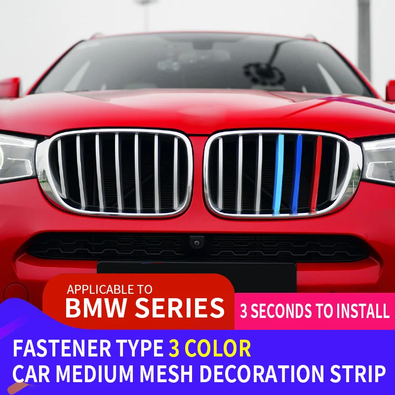 3pcs M Power For BMW X1 E84 F48 X2 F39 X3 F25 G01 X4 F26 G02 X5 E70 F15 G05 X6 E71 E72 F16 Car Racing Front Grille Trim Strips