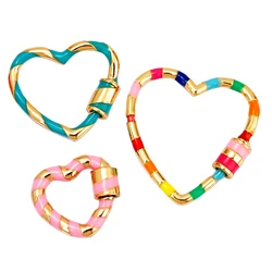 Heart Love Spring Colourful Enamel Screw On Carabiner Clasp ,for metal chain and cord , Findings for DIY Components Q08