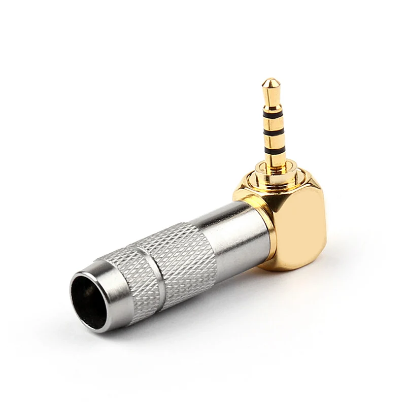 New Arrival 2.5mm 4 Pole TRRS Male Plug Jack Gold Plated 90 Degree Angle Audio Connector Silver Black Connector