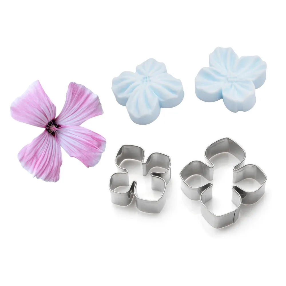 

Four-leaf Hydrangea Flower Veiner Silicone Molds Polymer Clay Tool Metal Cutter Mould Petal Fondant Cookie Cake Decorating Tools