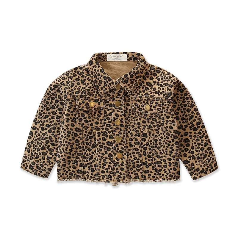 lioraitiin 1-6Years Newborn Baby Girl Autumn Winter Coat Long Sleeve Turn-Down Collar Leopard Printed Coat