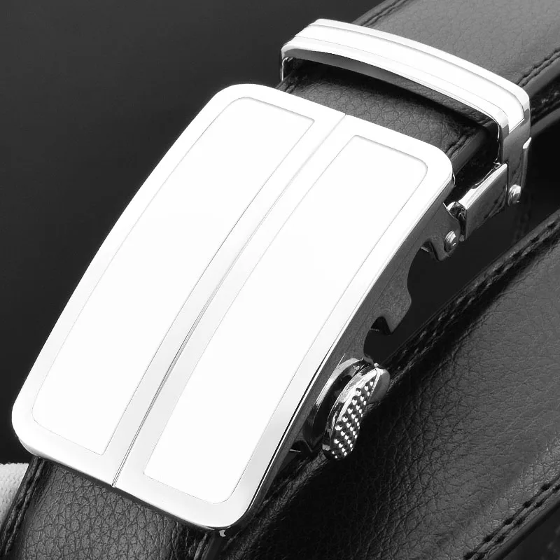 High Quality 3.5cm Automatic Buckle belt men Waist Strap fashion genuine leather white Grain designer Waistband