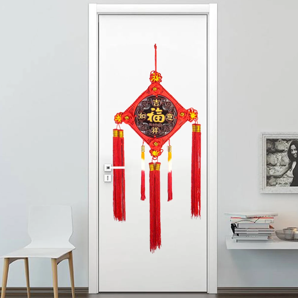 Grands glands à nœud chinois en bois de pêche, ornement de confrontation fait à la main, porte-bonheur de bon augure, Feng Shui, décoration murale pour la maison, cadeau du festival du printemps