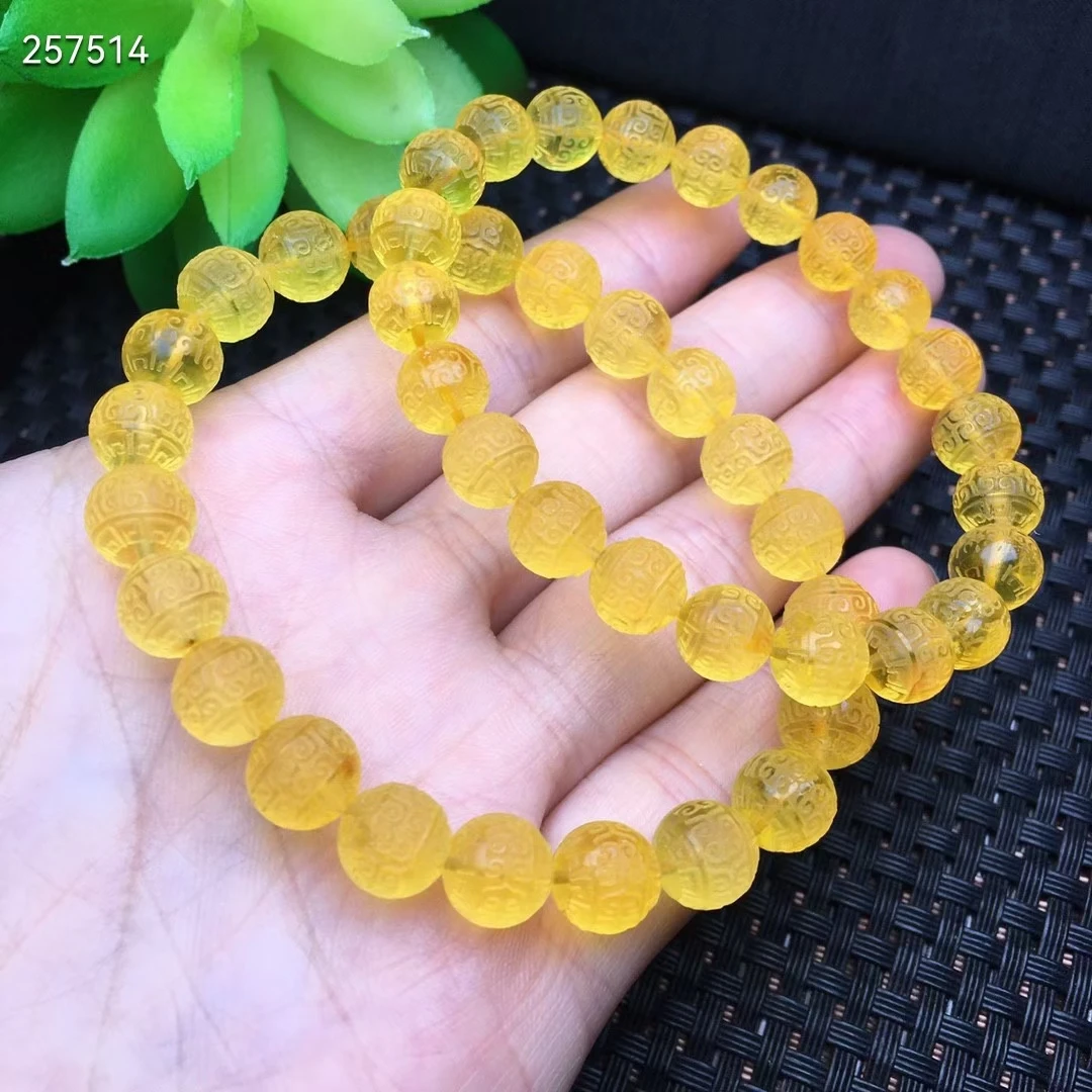 Natural Gold Amber Clear Carve - Gemstone Bracelet Healing recension och pris