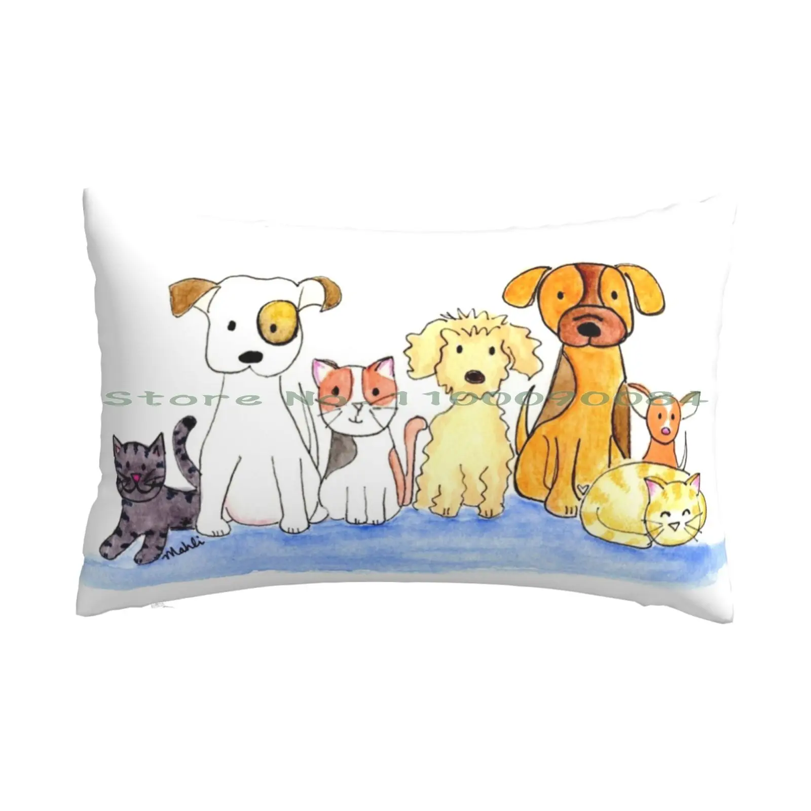 

Furry Friends Pillow Case 20x30 50*75 Sofa Bedroom Kitty Cute Paws Kitten Furry Friends Petsitter Doggy Cats Animals Long