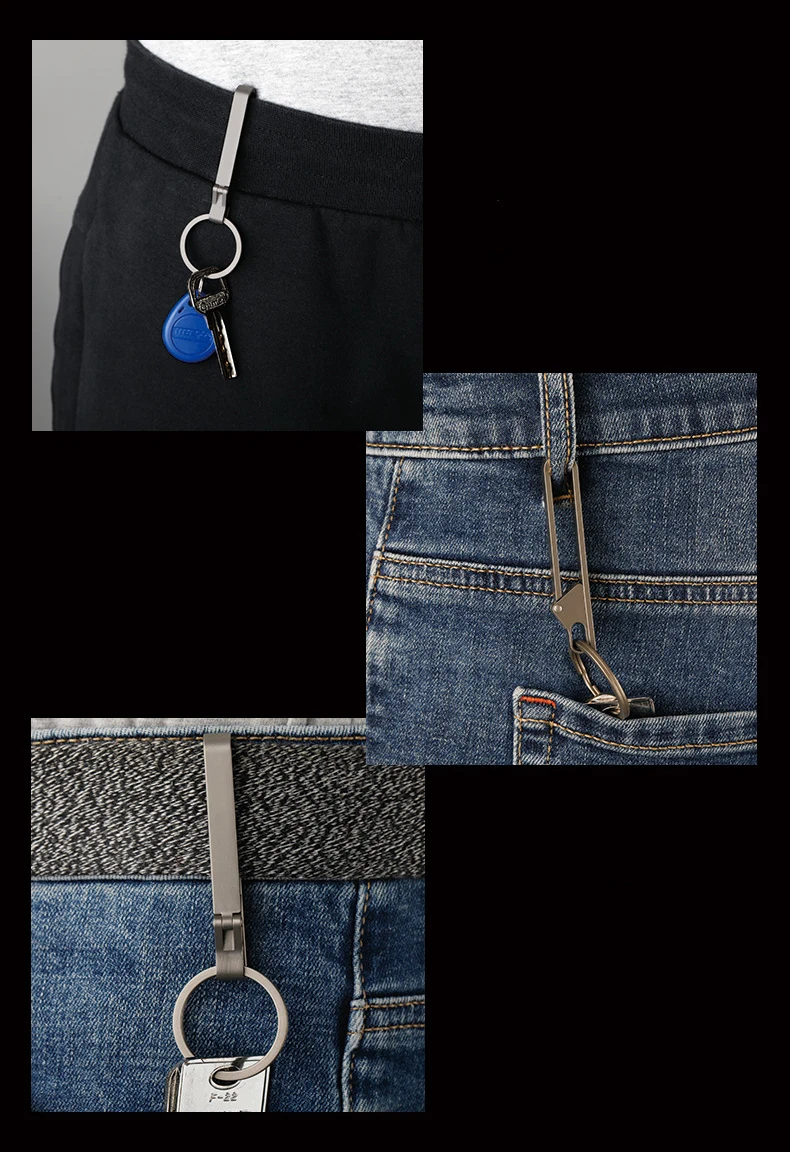 High Quality Titanium Alloy Keychain Men's Super Light Belt Waist Hanging CAR Key Chain Keyring Easy To Use Pendant Belt Buckle